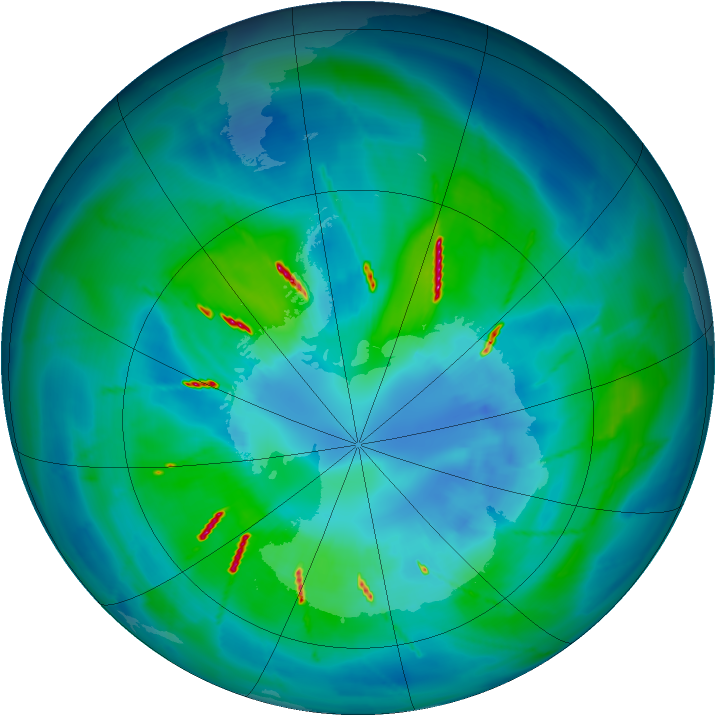 Antarctic ozone map for 04 April 2010